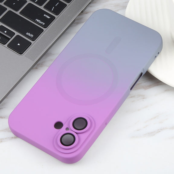 For iPhone 16 Plus Liquid TPU Silicone Gradient MagSafe Phone Case(Purple)