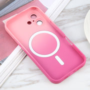 For iPhone 16 Plus Liquid TPU Silicone Gradient MagSafe Phone Case(Pink Red)