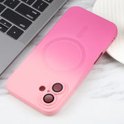For iPhone 16 Plus Liquid TPU Silicone Gradient MagSafe Phone Case(Pink Red)