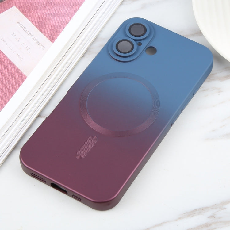 For iPhone 16 Plus Liquid TPU Silicone Gradient MagSafe Phone Case(Blue Purple)
