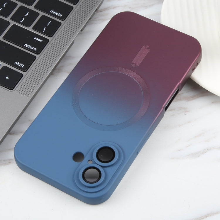For iPhone 16 Plus Liquid TPU Silicone Gradient MagSafe Phone Case(Blue Purple)