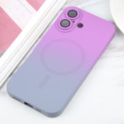 For iPhone 16 Liquid TPU Silicone Gradient MagSafe Phone Case(Purple)