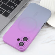 For iPhone 16 Liquid TPU Silicone Gradient MagSafe Phone Case(Purple)