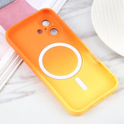 For iPhone 16 Liquid TPU Silicone Gradient MagSafe Phone Case(Orange Yellow)