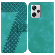 For Xiaomi Redmi Note 12 Pro+ Global 7-shaped Embossed Leather Phone Case(Green)