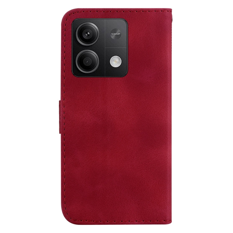 For Xiaomi Redmi Note 13 5G 7-shaped Embossed Leather Phone Case(Red)