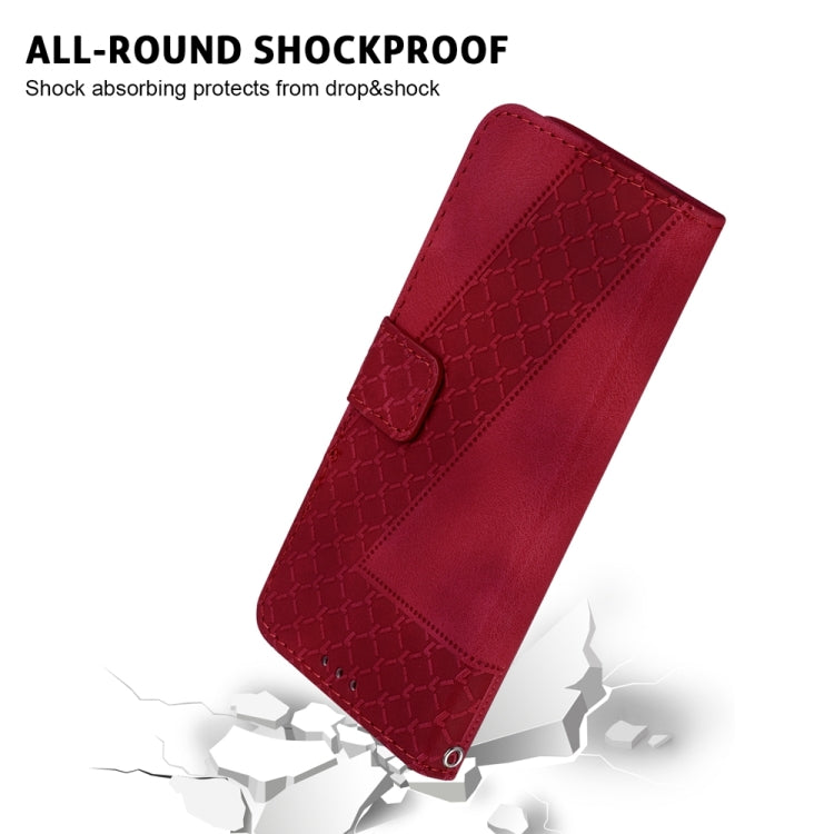 For Xiaomi Redmi Note 13 5G 7-shaped Embossed Leather Phone Case(Red)