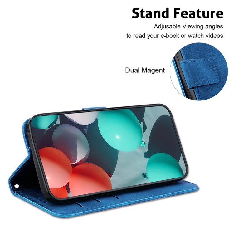For Xiaomi Redmi Note 13 Pro 5G 7-shaped Embossed Leather Phone Case(Blue)