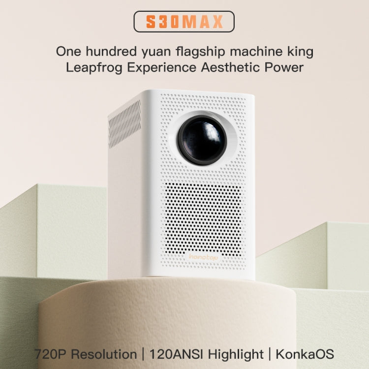 S30 Max Android 10 OS HD Portable WiFi Mobile Projector, Plug Type:UK Plug(White)