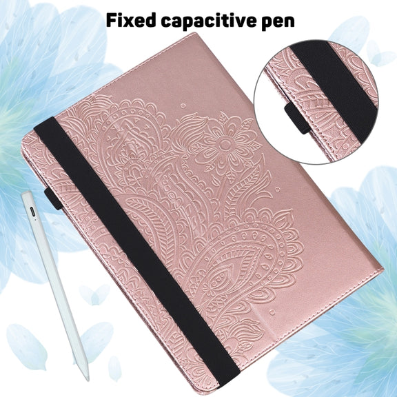 For Google Pixel Tablet Peacock Embossed Pattern Leather Tablet Case(Rose Gold)