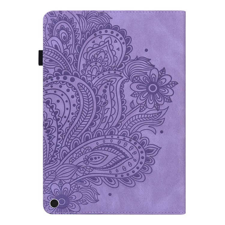 For Google Pixel Tablet Peacock Embossed Pattern Leather Tablet Case(Purple)