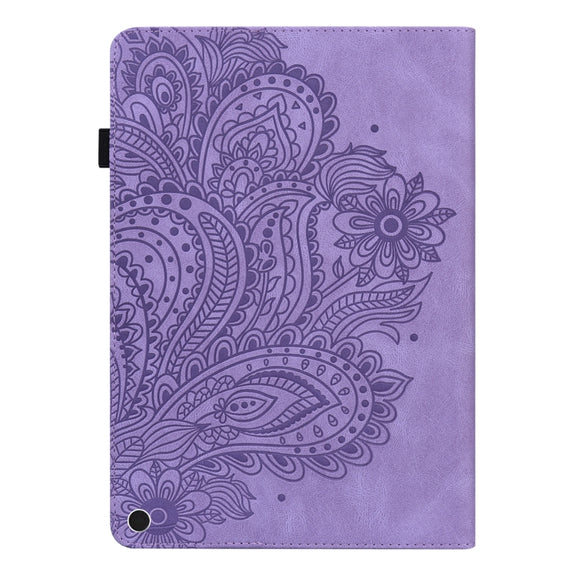 For Google Pixel Tablet Peacock Embossed Pattern Leather Tablet Case(Purple)