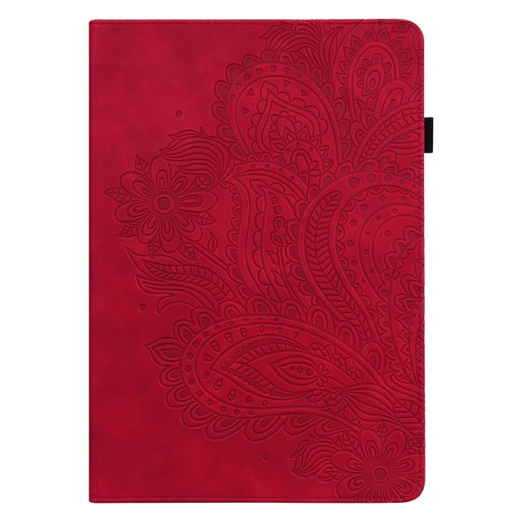 For Google Pixel Tablet Peacock Embossed Pattern Leather Tablet Case(Red)