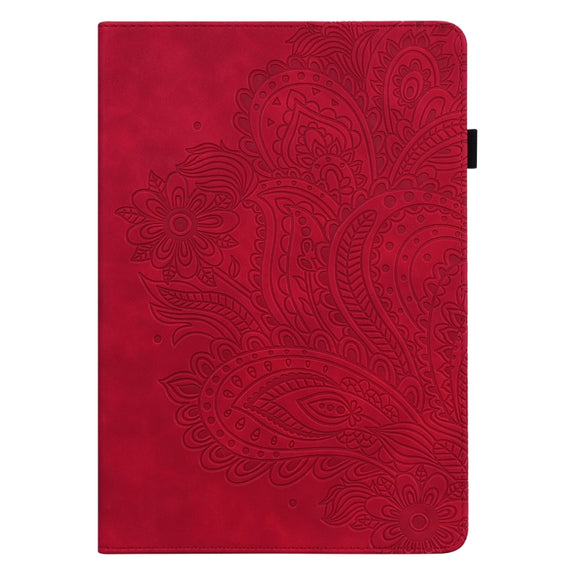 For Google Pixel Tablet Peacock Embossed Pattern Leather Tablet Case(Red)