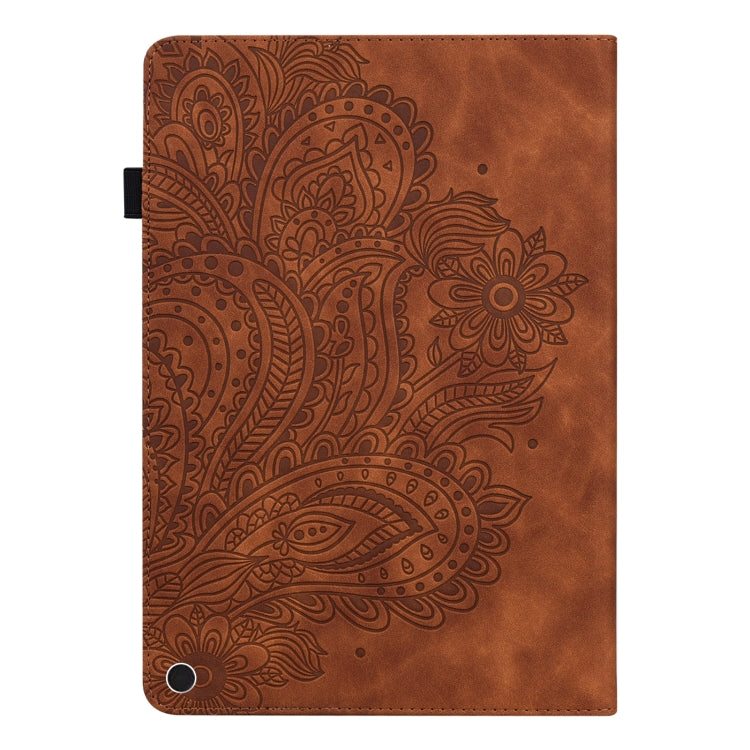 For Google Pixel Tablet Peacock Embossed Pattern Leather Tablet Case(Brown)