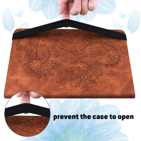 For Google Pixel Tablet Peacock Embossed Pattern Leather Tablet Case(Brown)