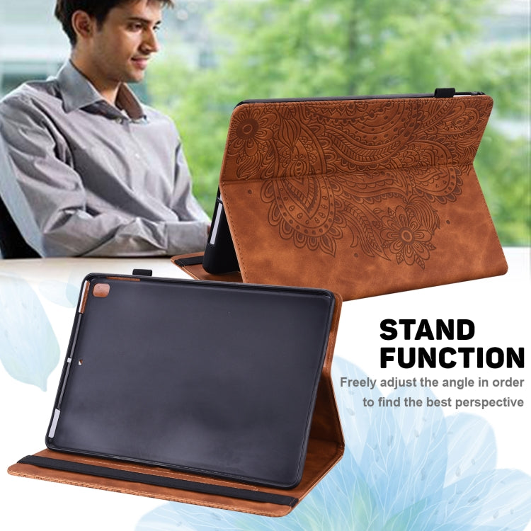For Google Pixel Tablet Peacock Embossed Pattern Leather Tablet Case(Brown)