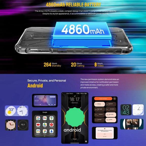 Ulefone Armor X12 Pro, 4GB+64GB, IP68/IP69K Rugged Phone, 5.45 inch Android 13 MediaTek Helio G36 Octa Core, Network: 4G, NFC(All Black)