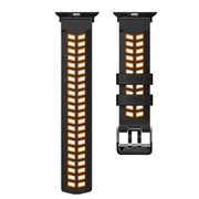 For Apple Watch Ultra 2 49mm Twill Dual-row Buckle Silicone Watch Band(Black Orange)