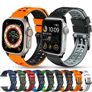 For Apple Watch Ultra 2 49mm Twill Dual-row Buckle Silicone Watch Band(Black Orange)
