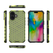 For iPhone 16 Honeycomb Shockproof Phone Case(Green)