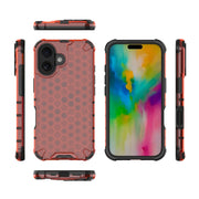 For iPhone 16 Honeycomb Shockproof Phone Case(Red)