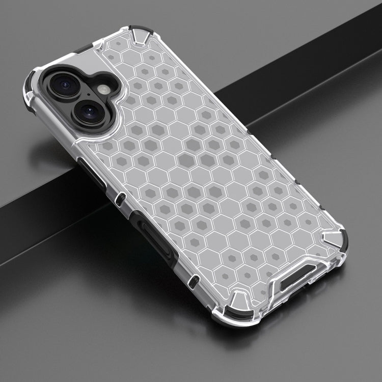 For iPhone 16 Plus Honeycomb Shockproof Phone Case(White)