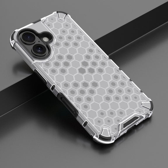 For iPhone 16 Plus Honeycomb Shockproof Phone Case(White)