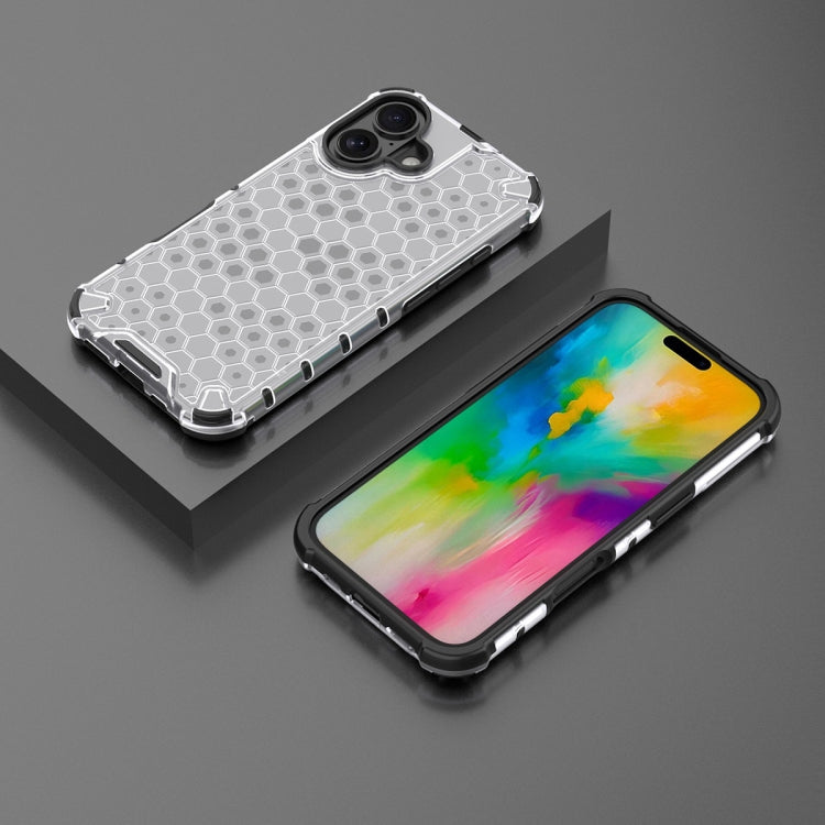For iPhone 16 Plus Honeycomb Shockproof Phone Case(White)