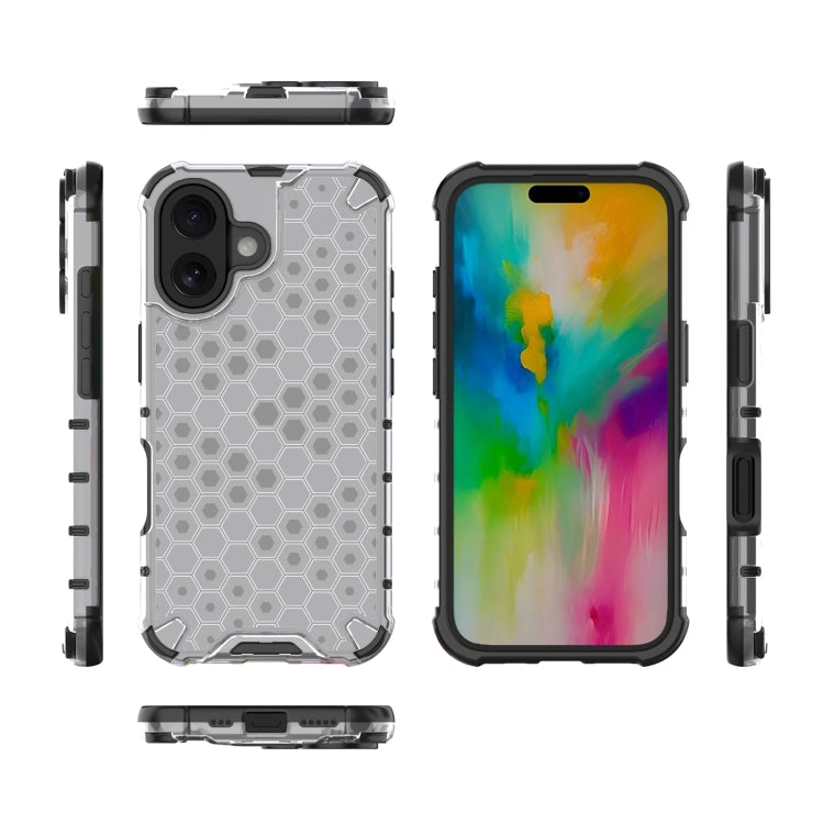 For iPhone 16 Plus Honeycomb Shockproof Phone Case(White)