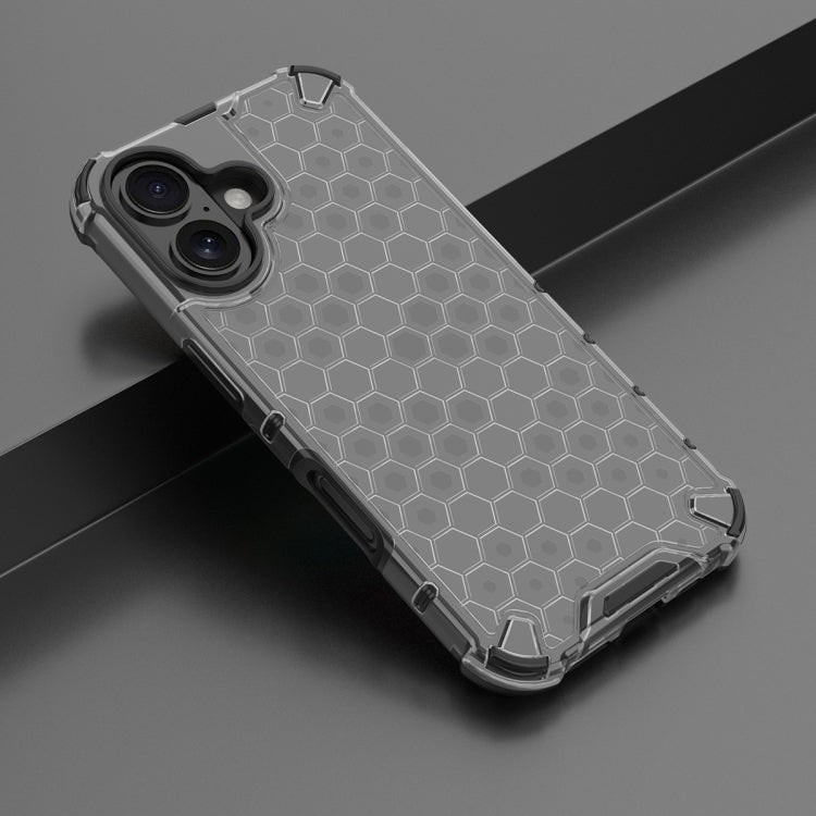 For iPhone 16 Plus Honeycomb Shockproof Phone Case(Black)