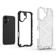 For iPhone 16 Plus Honeycomb Shockproof Phone Case(Black)