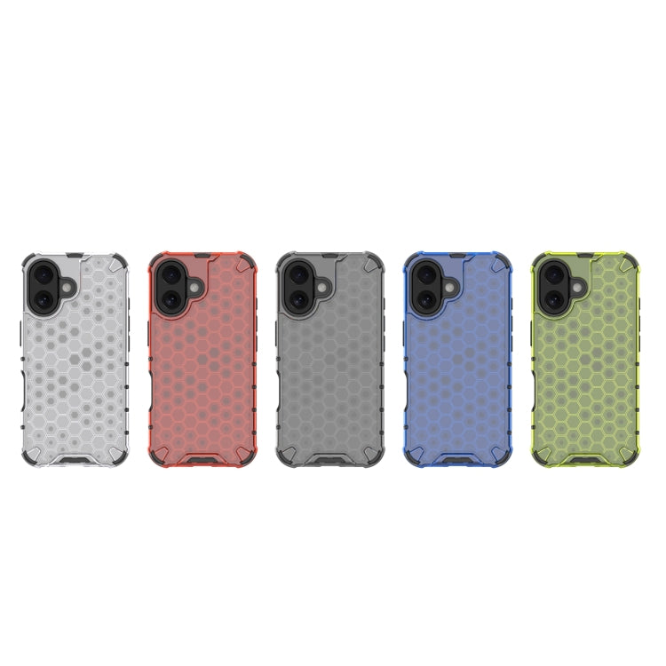 For iPhone 16 Plus Honeycomb Shockproof Phone Case(Black)