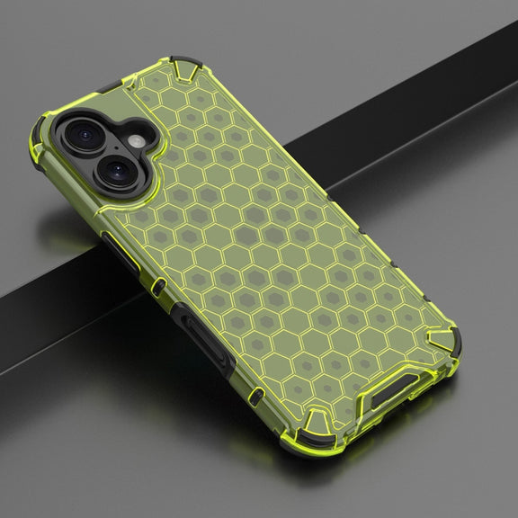 For iPhone 16 Plus Honeycomb Shockproof Phone Case(Green)