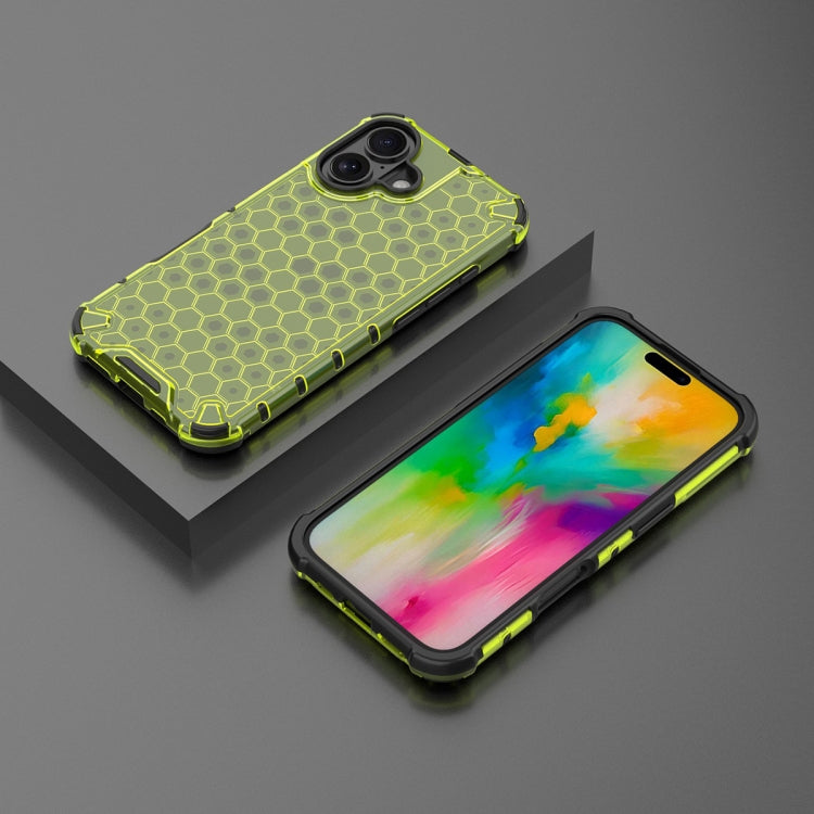 For iPhone 16 Plus Honeycomb Shockproof Phone Case(Green)