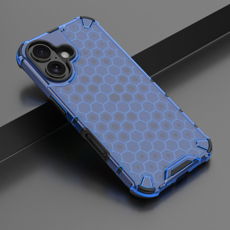 For iPhone 16 Plus Honeycomb Shockproof Phone Case(Blue)