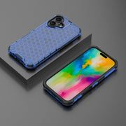 For iPhone 16 Plus Honeycomb Shockproof Phone Case(Blue)