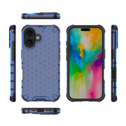 For iPhone 16 Plus Honeycomb Shockproof Phone Case(Blue)
