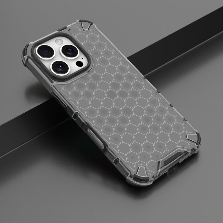 For iPhone 16 Pro Honeycomb Shockproof Phone Case(Black)