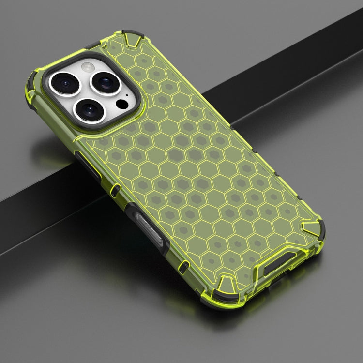 For iPhone 16 Pro Honeycomb Shockproof Phone Case(Green)