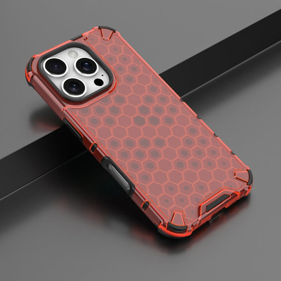 For iPhone 16 Pro Honeycomb Shockproof Phone Case(Red)