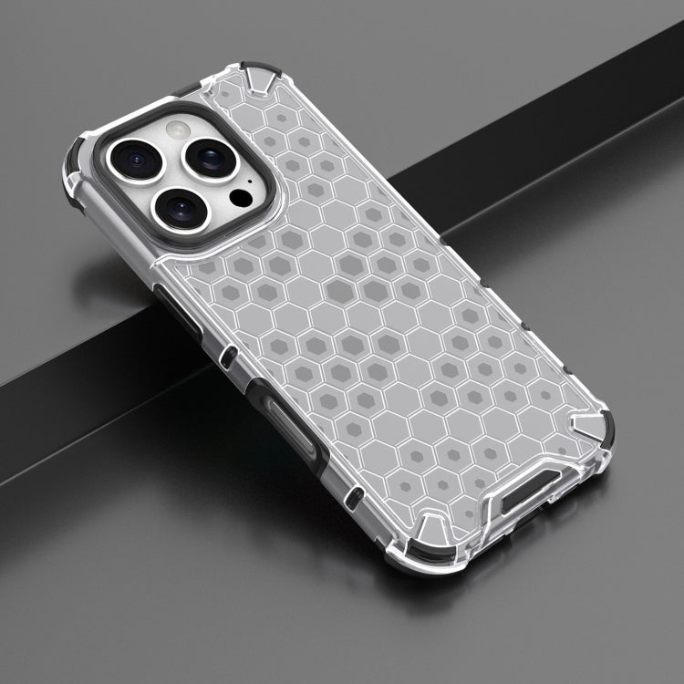 For iPhone 16 Pro Max Honeycomb Shockproof Phone Case(White)
