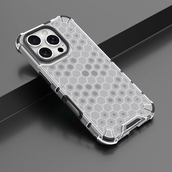For iPhone 16 Pro Max Honeycomb Shockproof Phone Case(White)