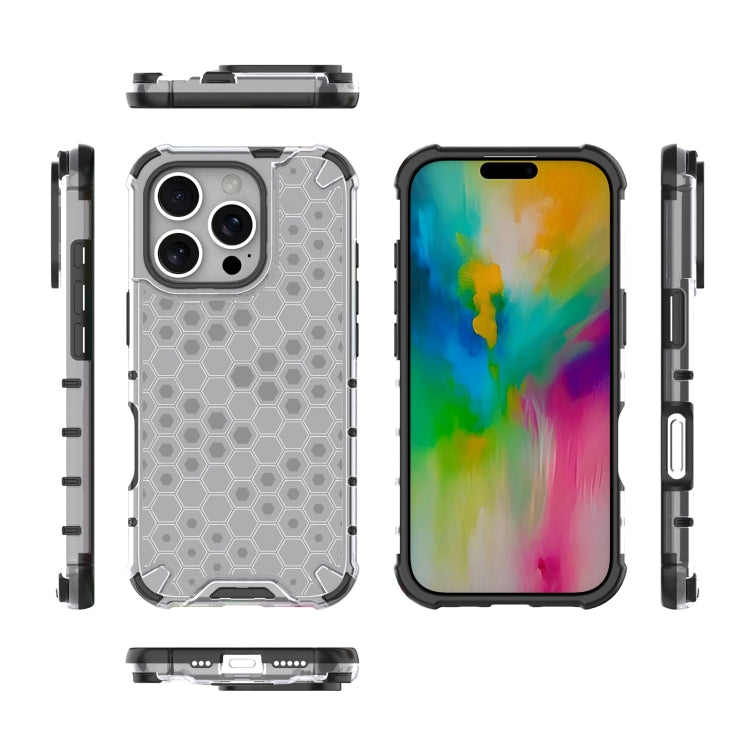 For iPhone 16 Pro Max Honeycomb Shockproof Phone Case(White)