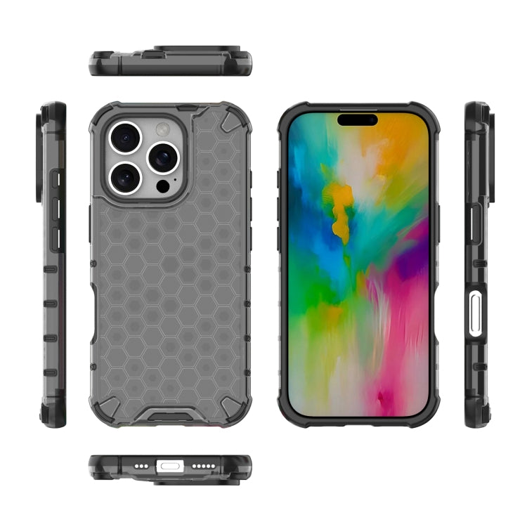 For iPhone 16 Pro Max Honeycomb Shockproof Phone Case(Black)