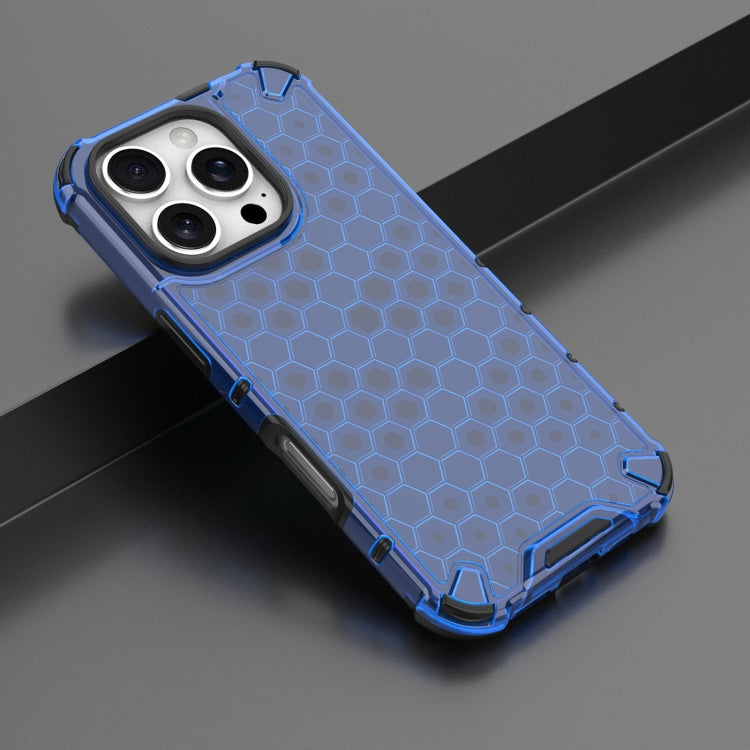 For iPhone 16 Pro Max Honeycomb Shockproof Phone Case(Blue)