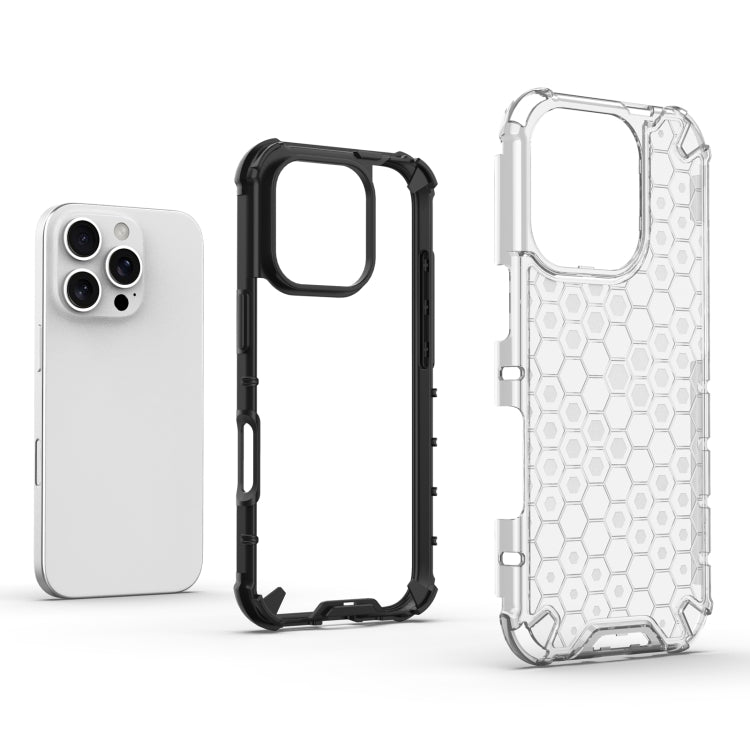 For iPhone 16 Pro Max Honeycomb Shockproof Phone Case(Blue)