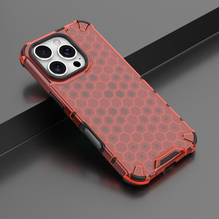 For iPhone 16 Pro Max Honeycomb Shockproof Phone Case(Red)