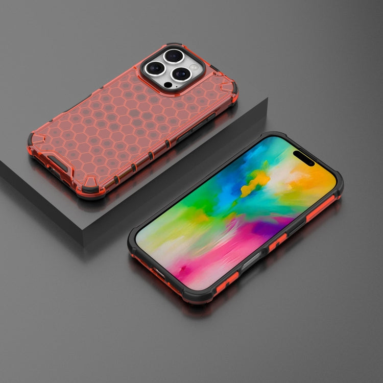 For iPhone 16 Pro Max Honeycomb Shockproof Phone Case(Red)