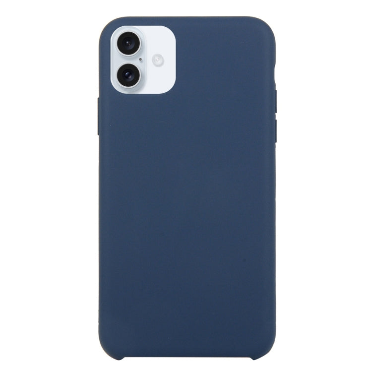 Solid Silicone Phone Case For iPhone 16 Plus(Dark Blue)